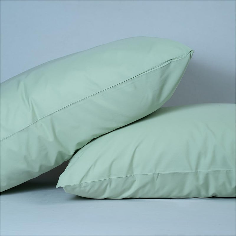 Atelier Pillow Pair 100% Cotton Hotel Luxury 400 Thread Count Percale Weave Snug Fit Soft Feel Easy Wash Care | Laurel Green | Queen | 20 x 30 inches - Image 1