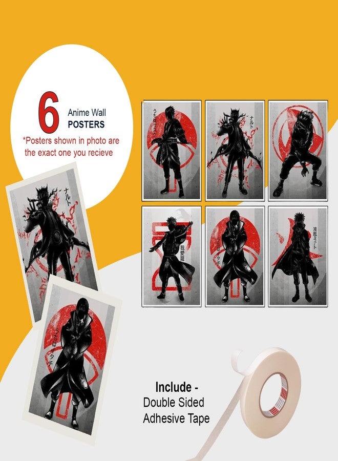 ATEVON Naruto Anime Poster Set - 6-Piece HD Canvas Wall Art for Teens Bedroom Decor, Silhouette Style Ninja Wall Posters for Home & Gifting (Unframed, 9x12 Inch) - Image 3