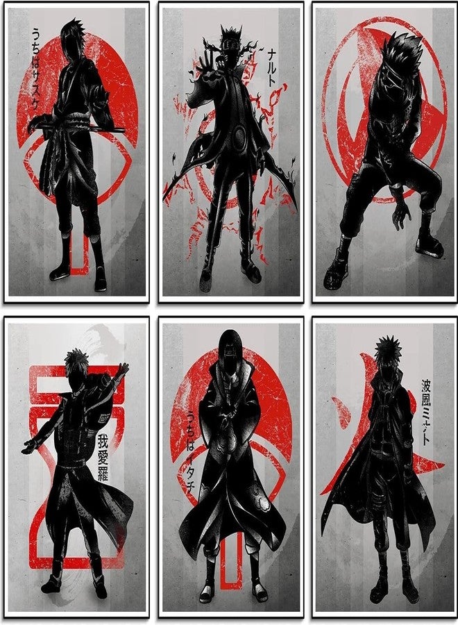ATEVON Naruto Anime Poster Set - 6-Piece HD Canvas Wall Art for Teens Bedroom Decor, Silhouette Style Ninja Wall Posters for Home & Gifting (Unframed, 9x12 Inch) - Image 1
