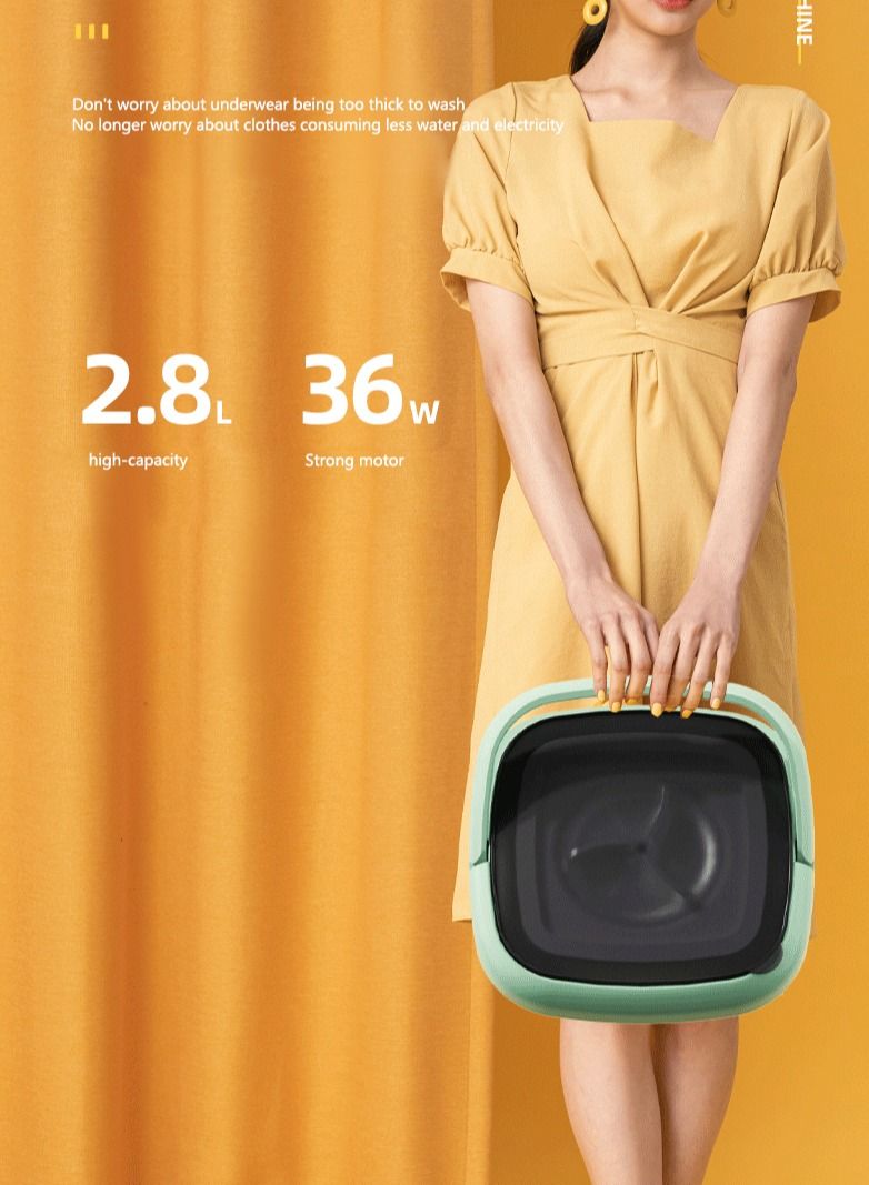 SOSEKO Portable Mini Folding Travel Washing Machine Foldable Small Clothes Laundry Tub - Image 4