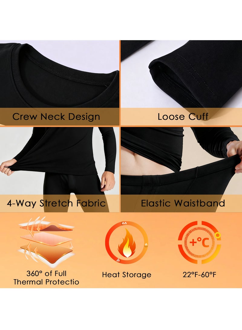 ناكسي فلاي مجموعة ملابس داخلية حرارية للرجال، ملابس داخلية حرارية ناعمة فاخرة، قميص شتوي، مجموعة من الجزء العلوي والسفلي للرجال، مناسبة للحياة اليومية والرياضات الخارجية (أسود) - Image 4