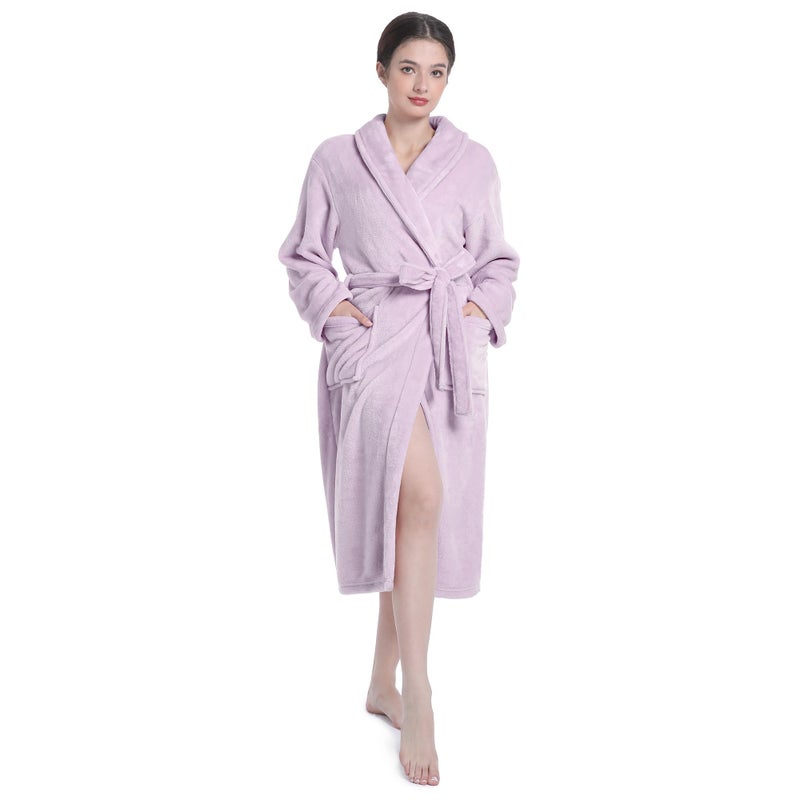 Eonkasp Plush Soft Robes for Women, Premium Fleece Womens Robe Cozy Warm Bathrobe, Lavender, L-XL - Image 5