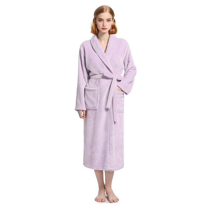 Eonkasp Plush Soft Robes for Women, Premium Fleece Womens Robe Cozy Warm Bathrobe, Lavender, L-XL - Image 1
