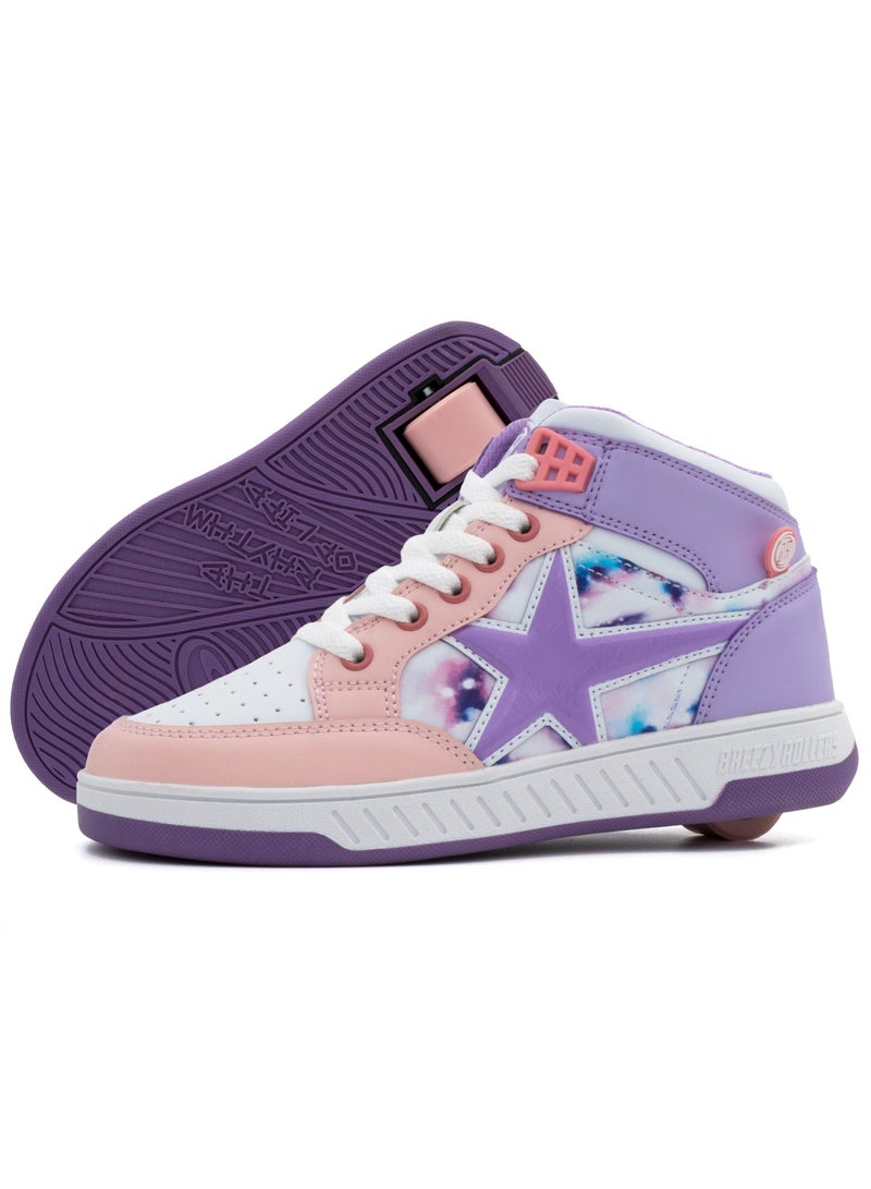 بريزيرولرز أحذية BREEZY ROLLERS بعجلات للأطفال، أحذية رياضية للتزلج على الجليد للأطفال، من أحذية الشوارع للأطفال إلى أحذية التزلج على الجليد في ثوانٍ قليلة، نظام النقر الحاصل على براءة اختراع، مدربون بعجلات للفتيات والفتيان - Image 1