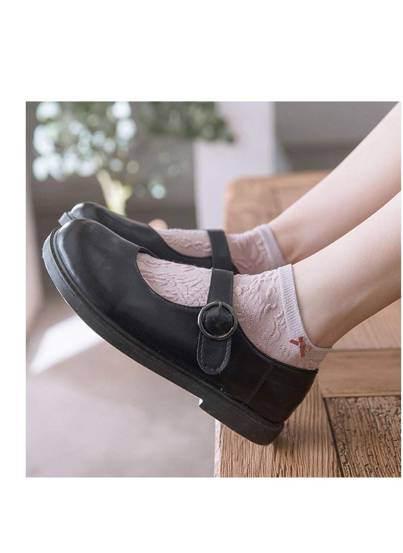 SYOSI - Women Short Socks Cotton Low Cut Ankle Socks Lightweight Breathable Ventilation Ankle Socks, Elasticity Lovely Bow Detailing Jacquard No Show Low Cut Socks 5 Pack - Image 1