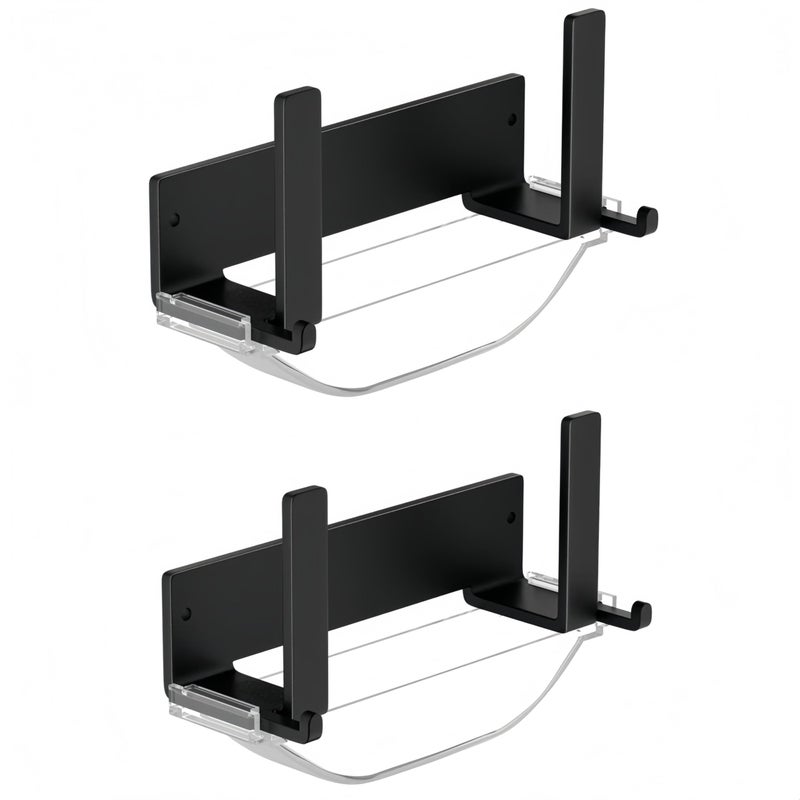 YISMAN Wallmounted Pot Lid RackCutting Board ShelfSelfadhesive Carbon Steel Pot Cover Storage Rackwith Drain Pan 2 Sets