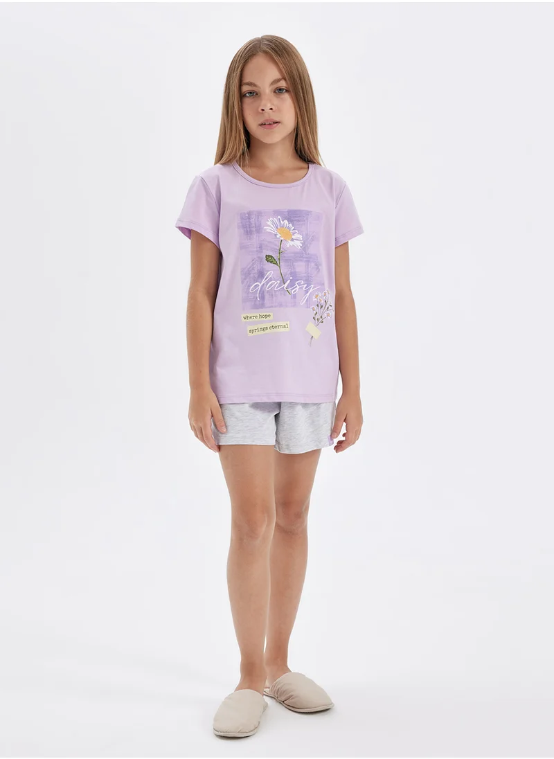 DeFacto Printed Short Sleeve Shirt Pajama Set