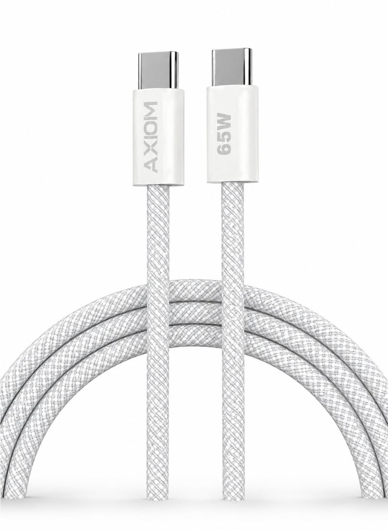 Axiom 65W USB-C to USB-C Fast Charging Cable, 1 Meter Braided Type-C Cable with Power Delivery (PD), High-Speed Charging & Data Sync for Smartphones, Tablets & Laptops - Image 1