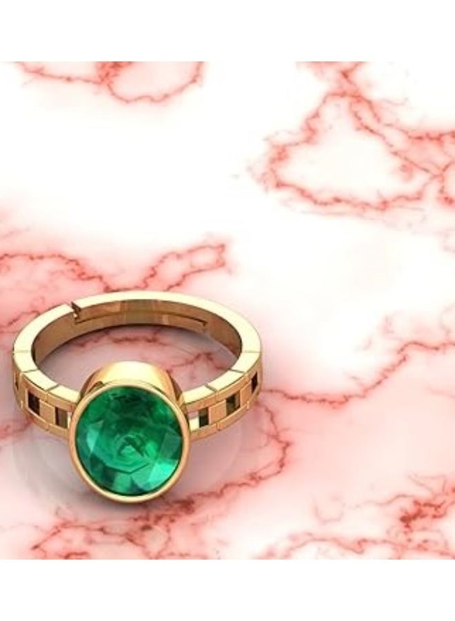 SIDHARTH GEMS 19.25 Ratti 18.00 Carat Certified Natural Emerald Panna Panchdhatu Adjustable Rashi Ratan Gold Plating Ring for Astrological Purpose Men & Women - Image 1