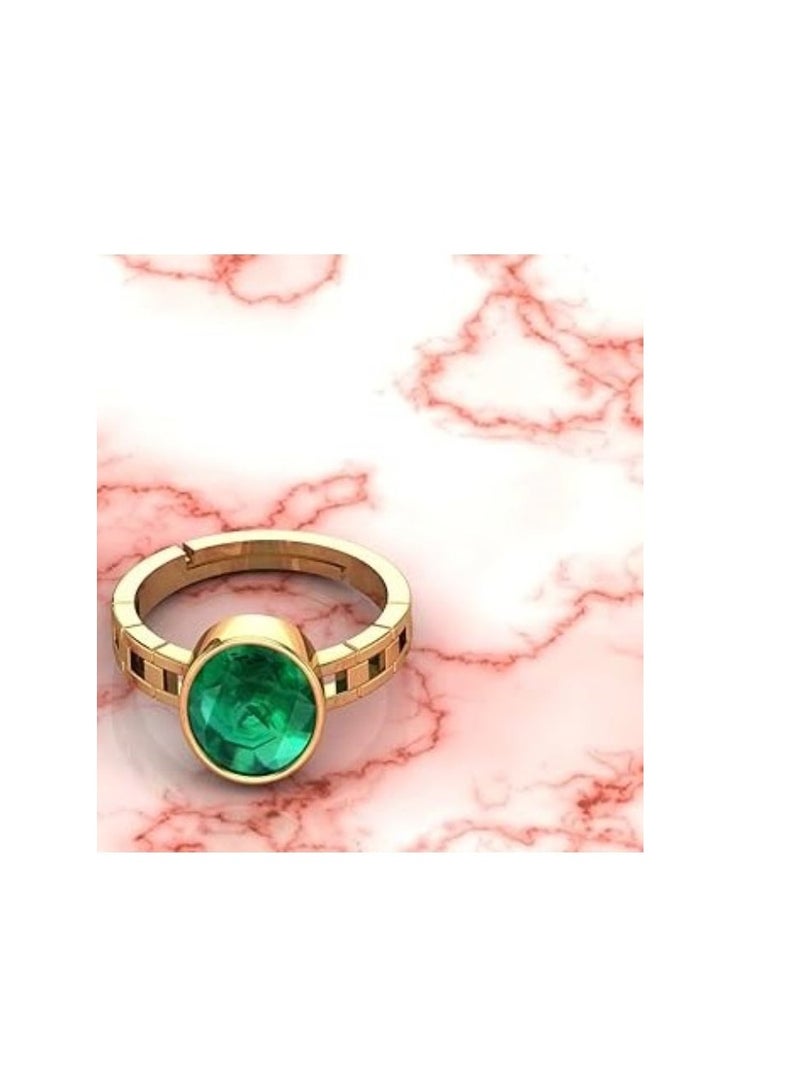 SIDHARTH GEMS 19.25 Ratti 18.00 Carat Certified Natural Emerald Panna Panchdhatu Adjustable Rashi Ratan Gold Plating Ring for Astrological Purpose Men & Women - Image 3