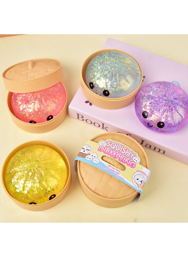 Squishy Dumpling Glitter [ice cream orange] with box Specification:Pinch fun Toys Stress Relief Ball,Soft Squeeze Decompression Dough Gift for Adults - Image 3