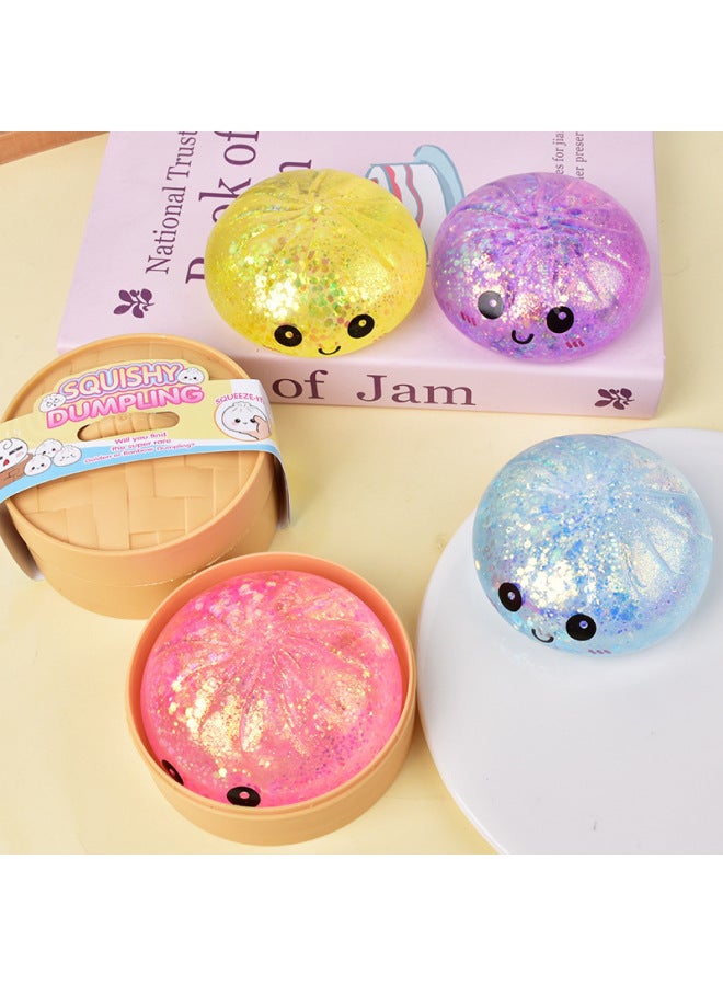Squishy Dumpling Glitter [ice cream orange] with box Specification:Pinch fun Toys Stress Relief Ball,Soft Squeeze Decompression Dough Gift for Adults - Image 5
