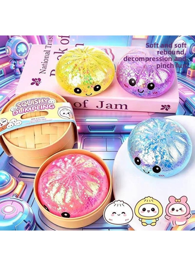 Squishy Dumpling Glitter [ice cream orange] with box Specification:Pinch fun Toys Stress Relief Ball,Soft Squeeze Decompression Dough Gift for Adults - Image 2