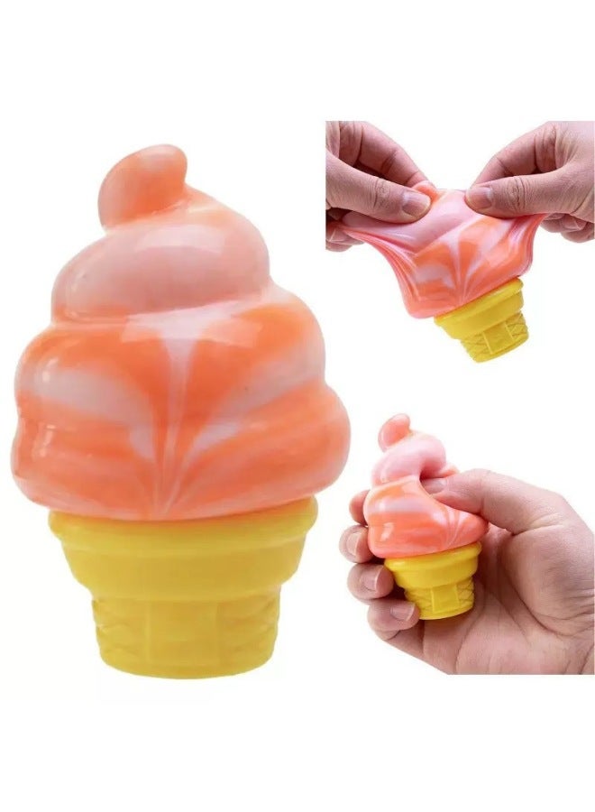 Squishy Dumpling Glitter [ice cream orange] with box Specification:Pinch fun Toys Stress Relief Ball,Soft Squeeze Decompression Dough Gift for Adults - Image 1