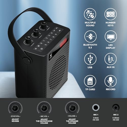ResponseBridge Voice Amplifier Wireless Microphone/Handheld Mic- 40W Portable Microphone and Speaker Wireless karaoke System, Bluetooth Speaker with Mics Personal Pa System, 4 Sound Effects for Teachers Speaking S95 - Image 2