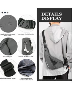 Excefore Sling Bag Man Bag Crossbody, Mens Shoulder Crossbody Chest Bag Classic Sling Slim Backpack Multipurpose Daypack Left-hand  - Image 3