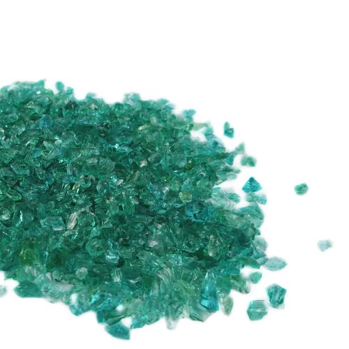 LUSTERING High Luster Crushed Glass Glitter, Fire Glass, Broken Glass, Glass Gems for Fire Pit, Crafts DIY Epoxy Resin Art, Geode Painting,Vase Filler,Aquarium Garden Decoration, 3-6mm,454g(Turquoise) - Image 3