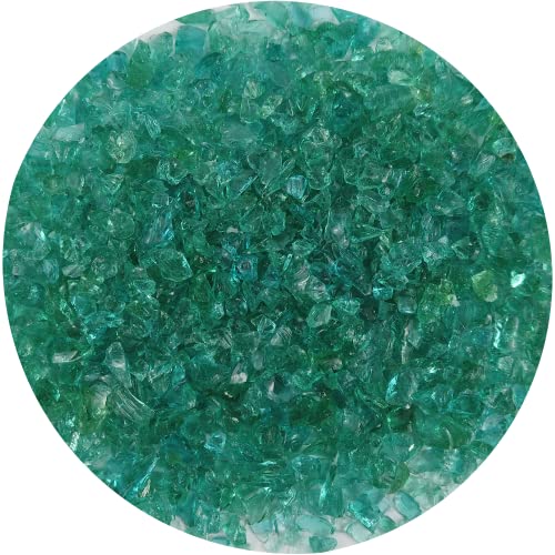 LUSTERING High Luster Crushed Glass Glitter, Fire Glass, Broken Glass, Glass Gems for Fire Pit, Crafts DIY Epoxy Resin Art, Geode Painting,Vase Filler,Aquarium Garden Decoration, 3-6mm,454g(Turquoise) - Image 5