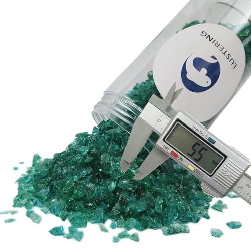 LUSTERING High Luster Crushed Glass Glitter, Fire Glass, Broken Glass, Glass Gems for Fire Pit, Crafts DIY Epoxy Resin Art, Geode Painting,Vase Filler,Aquarium Garden Decoration, 3-6mm,454g(Turquoise) - Image 2