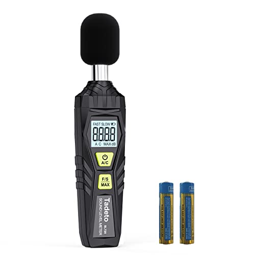 Tadeto Decibel Meter, Tadeto Digital Sound Level Meter Portable SPL Meter 30dB to 130dB MAX Data Hold with LCD Display Backlight A/C Weighted for Home Factories - Image 1