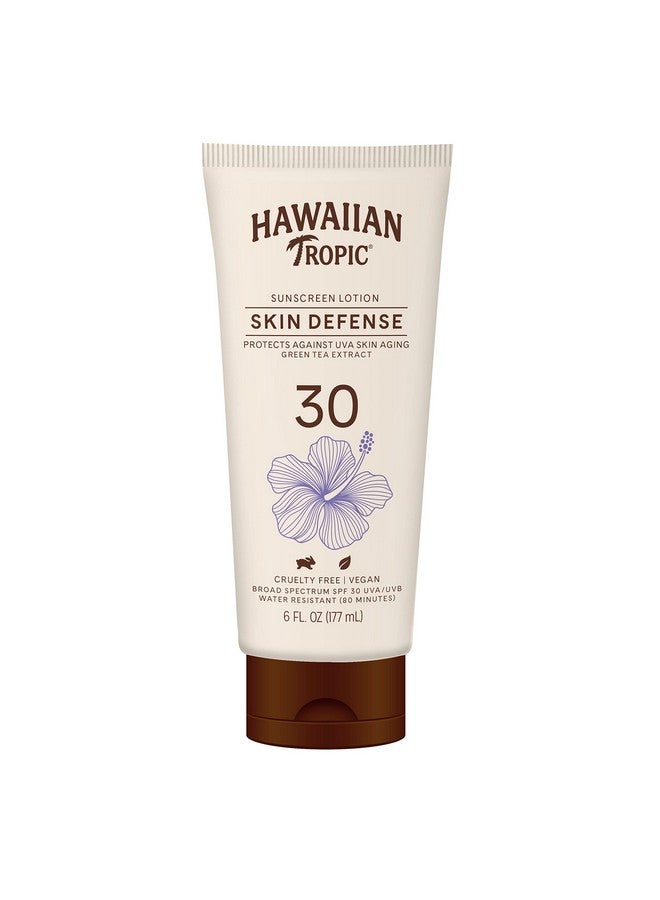 Hawaiian Tropic Skin Defense Sunscreen Lotion SPF 30, 6oz | SPF 30 Sunscreen Lotion with Green Tea Extract, Sunscreen Body Lotion, Oxybenzone Free Sunscreen, 6oz - Image 1