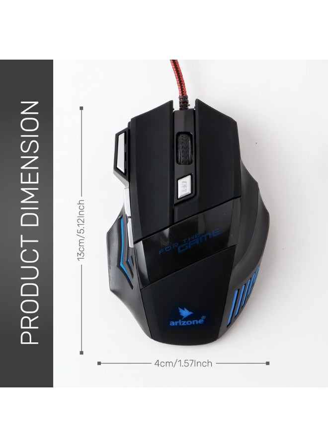 أريزون ماوس ألعاب سلكي G5 USB مزود بـ 7 أزرار، وإضاءة RGB متغيرة، ودقة DPI قابلة للتعديل - Image 4