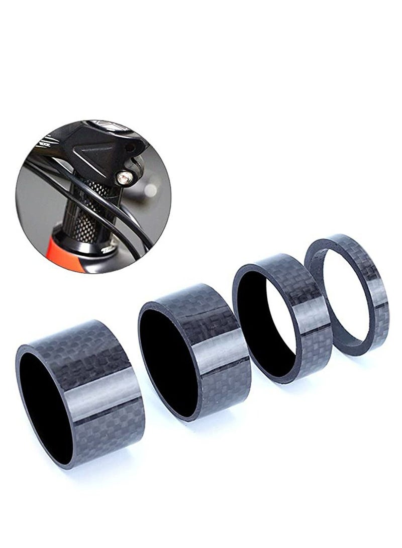 Y&D 4 Pcs Bike Headset Spacer Washer Full Carbon Fiber Bicycle Stem Fit 1 1/8-Inch - Image 1