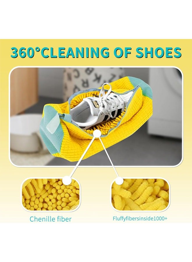 2 PCS Shoe Cleaning Bag, Shoe Bag for Washing Machine, Shoe Washing Machine Bag, Adjustable Shoes Laundry Bag, Sneaker Washing Bag for 360° Cleaning White Shoes, Yellow - Image 2