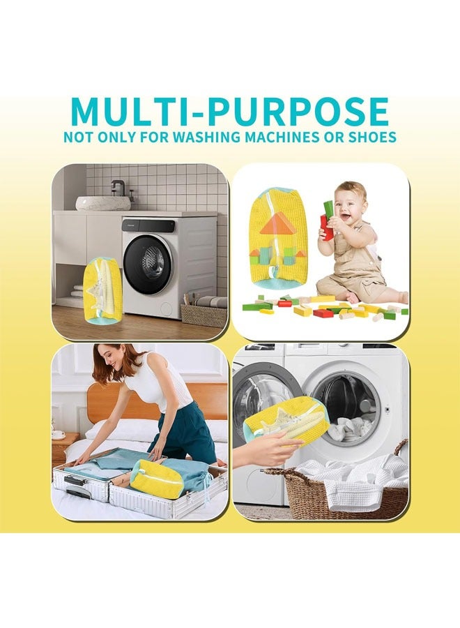 2 PCS Shoe Cleaning Bag, Shoe Bag for Washing Machine, Shoe Washing Machine Bag, Adjustable Shoes Laundry Bag, Sneaker Washing Bag for 360° Cleaning White Shoes, Yellow - Image 4