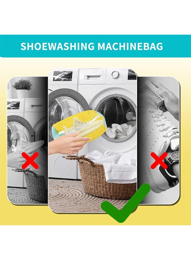 2 PCS Shoe Cleaning Bag, Shoe Bag for Washing Machine, Shoe Washing Machine Bag, Adjustable Shoes Laundry Bag, Sneaker Washing Bag for 360° Cleaning White Shoes, Yellow - Image 5