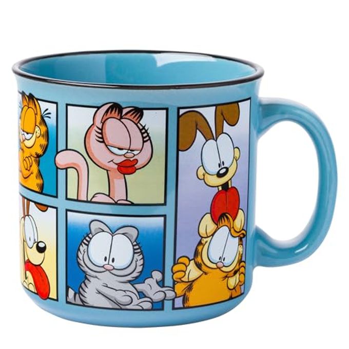 Silver Buffalo Garfield Featuring Odie, Arlene, Nermal, and Jon Ceramic Camper Coffee Mug, 20 Ounces - Image 1