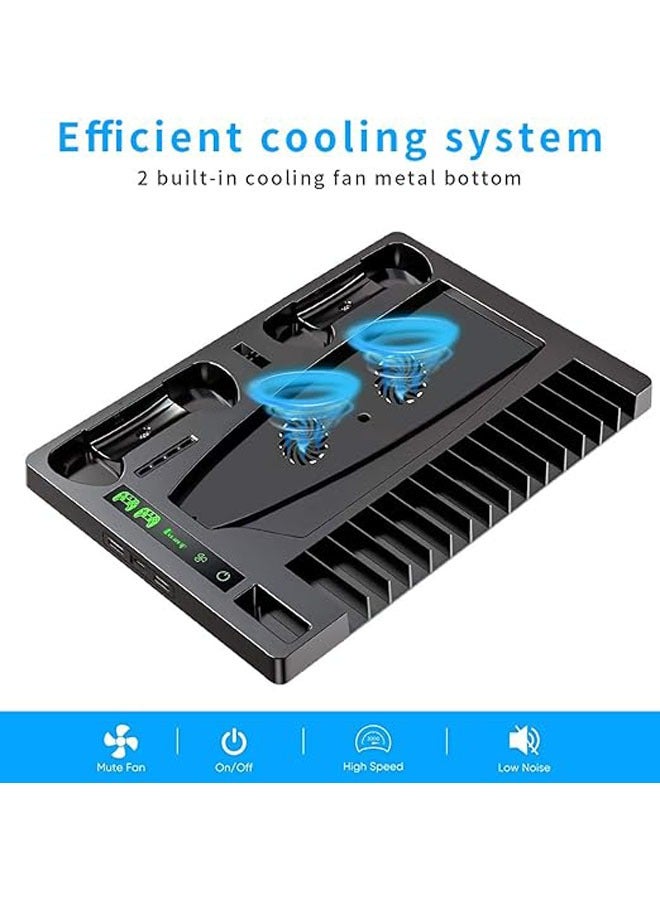 Multi-function Charging Stand with Cooling Fan for PS5 Disc/Digital/PS5 Controller, Vertical Charger Cooling Storage Stand for PS5 VR Consoles - Image 3
