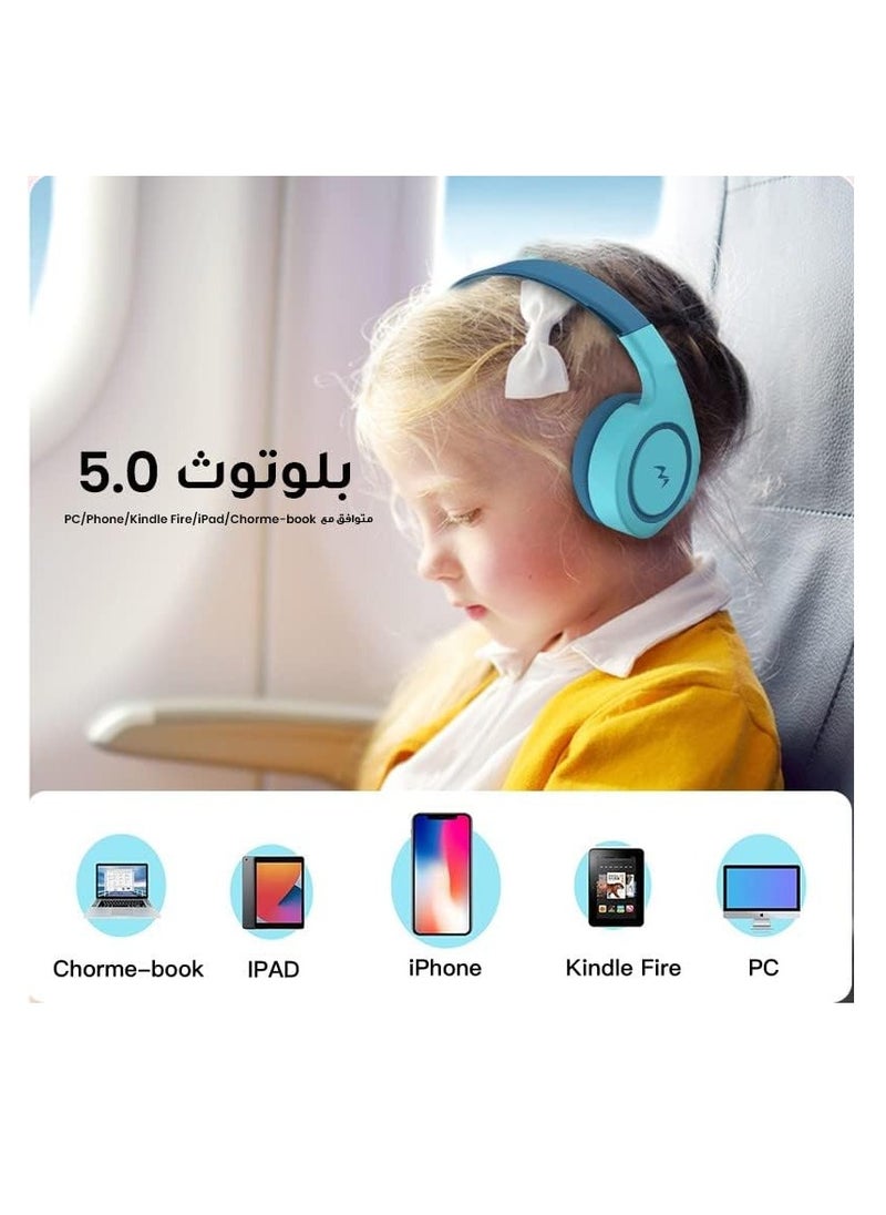 بينجوزونز سماعات الرأس اللاسلكية للأطفال بينجوزون B18 مع ميكروفون - بلوتوث 5.0 - تدعم بطاقة الذاكرة ووضع Aux (حد مستوى الصوت 85 ديسيبل، رمادي)  - Image 4