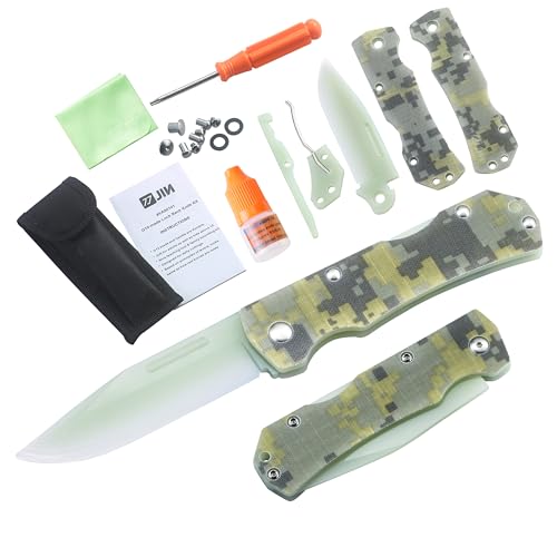 JIN Alpha G10 Knife for Kids, Folding EDC, Fake Toy Knives, DIY Kit, Kids Pocket Knife, Dull, Safe Camo G10 Blade & Handle, Camping Tool - Image 1