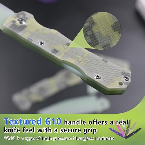 JIN Alpha G10 Knife for Kids, Folding EDC, Fake Toy Knives, DIY Kit, Kids Pocket Knife, Dull, Safe Camo G10 Blade & Handle, Camping Tool - Image 3