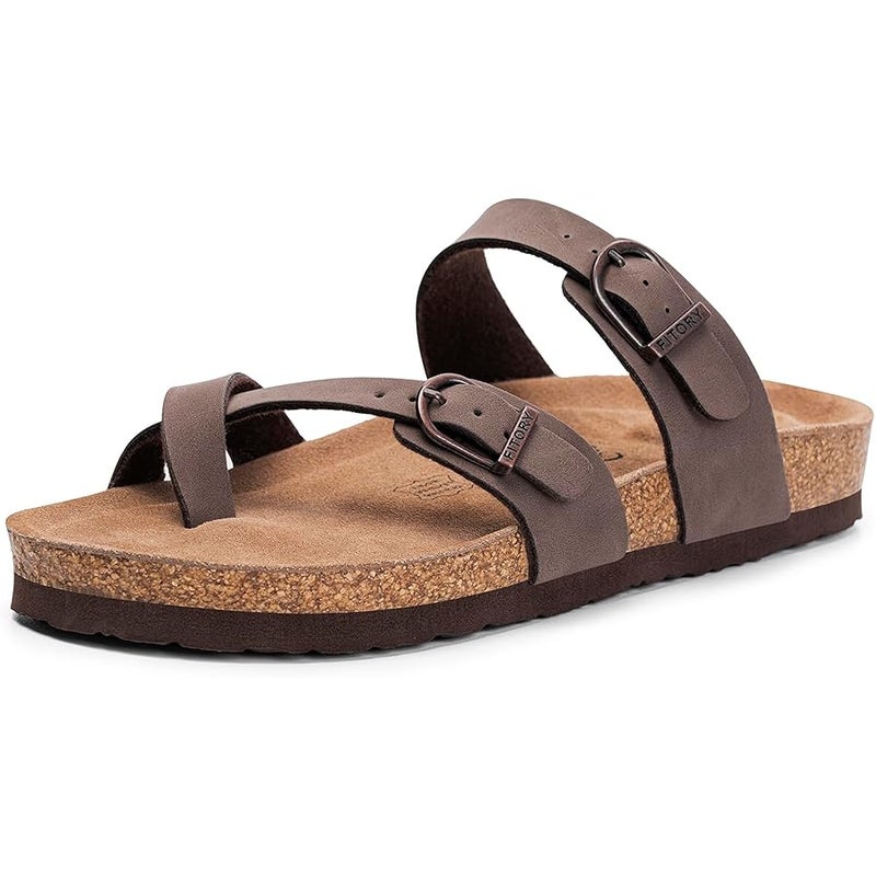 FITORY Women's Slide Sandals with Soft Cork Footbed, Comfort Arch Support Flat Sandals for Summer Size 6-11 - Image 1