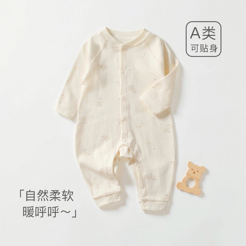 Baby'S Jumpsuit Pure Cotton Long-Sleeved Harper Climbing Clothes Newborn Clothes Baby'S Western Pajamas Home Clothes - Image 2