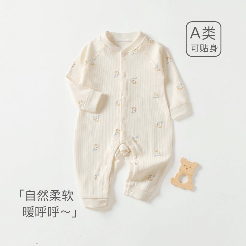 Baby'S Jumpsuit Pure Cotton Long-Sleeved Harper Climbing Clothes Newborn Clothes Baby'S Western Pajamas Home Clothes - Image 1