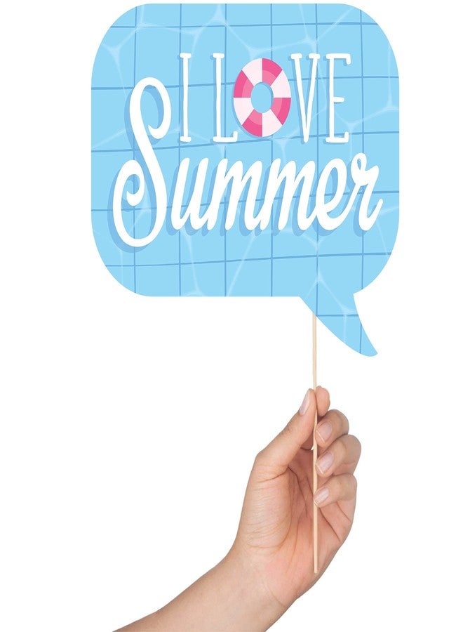 Outside The Booth Summer Photo Booth Props - 41 Pieces with Signs, Adhesive Pads, Sticks - Pool Party & Beach Theme Props - Image 3