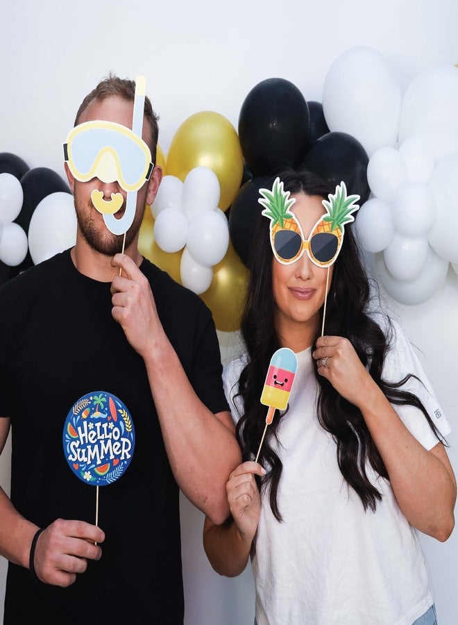 Outside The Booth Summer Photo Booth Props - 41 Pieces with Signs, Adhesive Pads, Sticks - Pool Party & Beach Theme Props - Image 5
