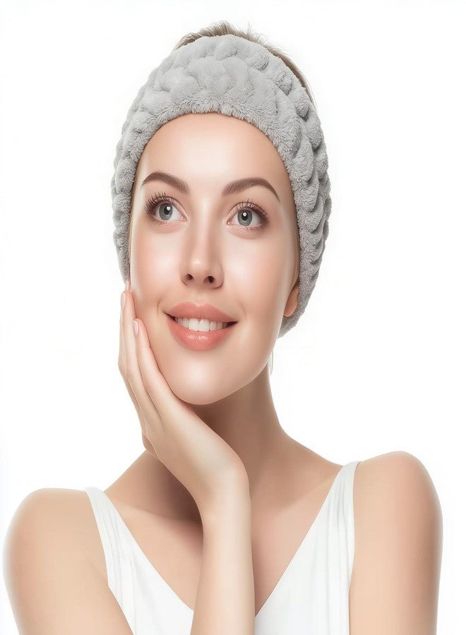 VBAEI 4 Pieces Spa Headband for Women Skincare Headband Makeup Headbands for Washing Face Spa Shower Gifts(Milky-White, Grey, Pink, Dark Grey) - Image 5