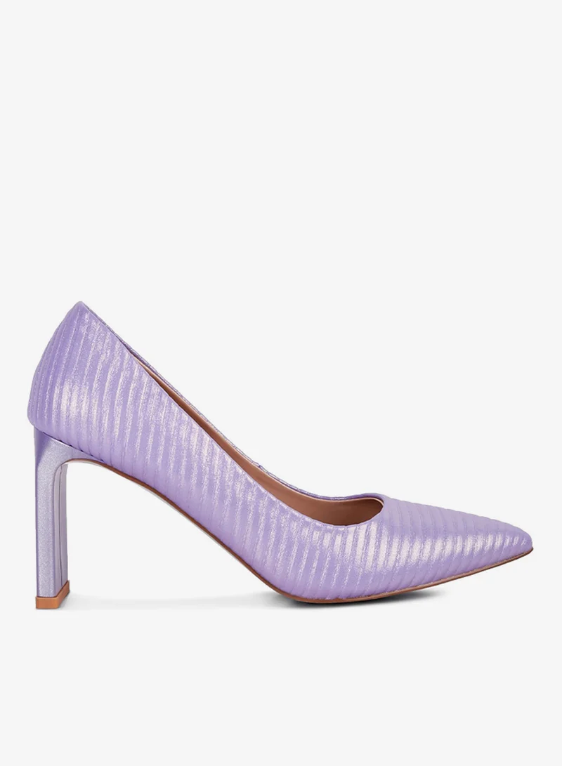 Italian Block Heel Pumps in Purple