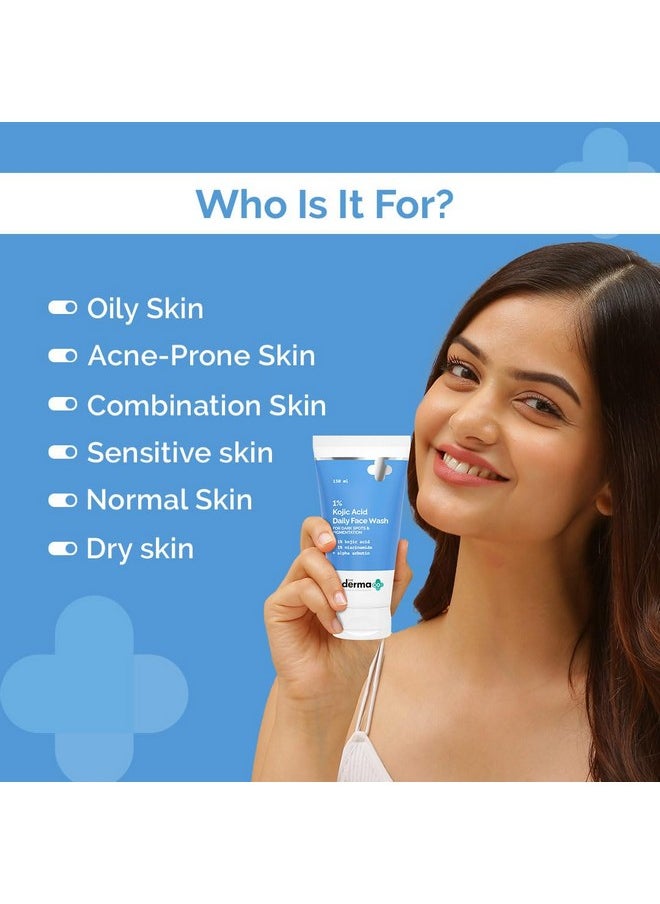 THE derma Co 1% Kojic Acid Face Wash I With Niacinamide & Alpha Arbutin I Reduces Dark Spots & Pigmentation I Cleanses & Brightens Skin I Non-Drying Formula I For All Skin Types - 150 Ml  - Image 2