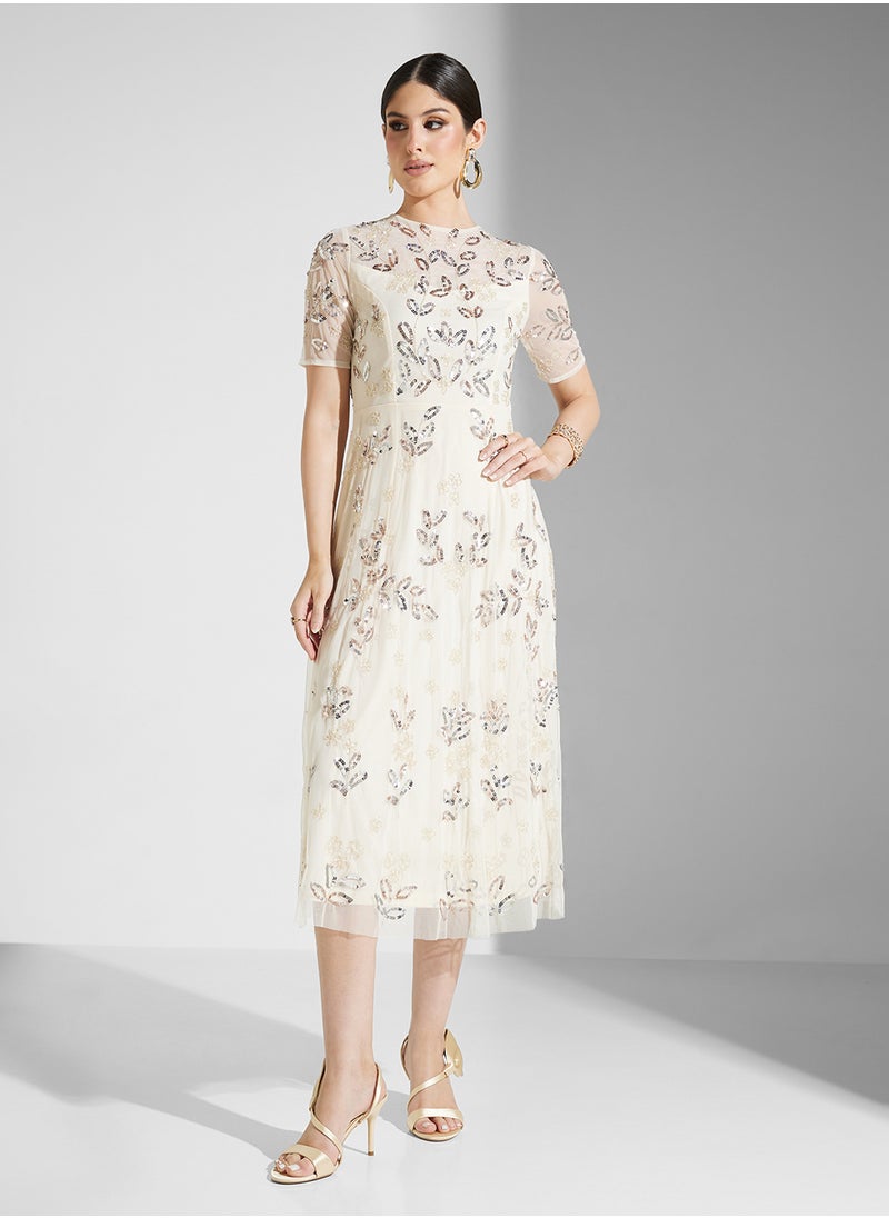 Frock and Frill Sequin Floral Midi Dress  - Image 4