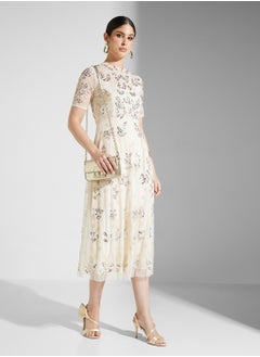 Frock and Frill Embellished Crew Neck Maxi Dress  - Image 1