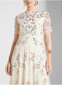 Frock and Frill Embellished Crew Neck Maxi Dress  - Image 3