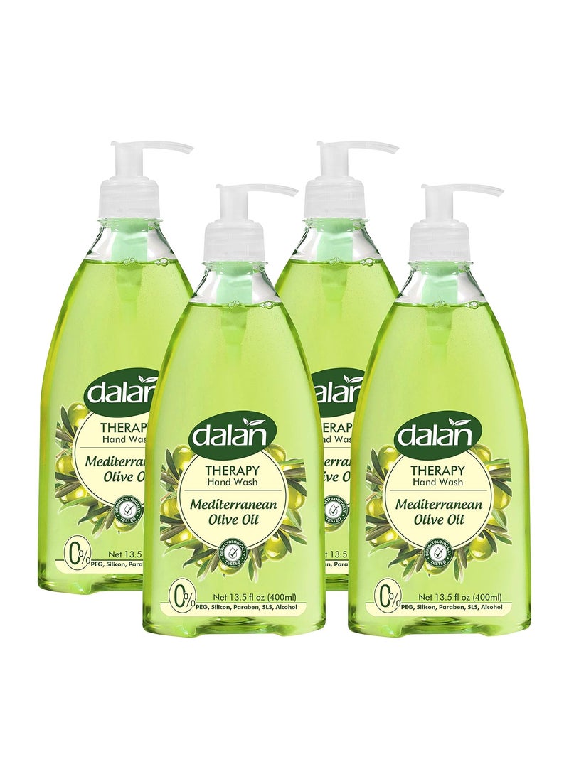 Dalan Dalan Therapy Mediterranean Olive Oil Ultra Moisturizing Liquid Hand Soap for Normal and Dry Hands Fresh Clean and Soft Feeling 135 Fl Oz  400 mL Pack of 4 