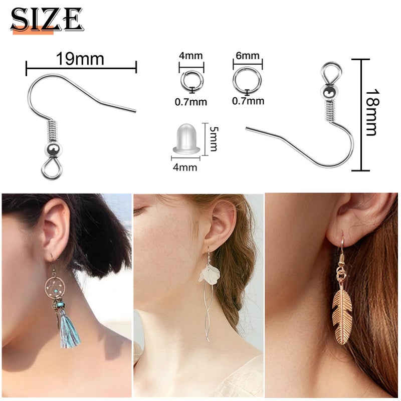TOAOB THE ONE AND ONLY BABY TOAOB 150pcs Hypoallergenic Earring Hooks Mixed Colors Ear Wire Hooks Earring Making Kit with 1000pcs Open Jump Rings 200pcs Earring Backs for Jewelry Making Findings - Image 2