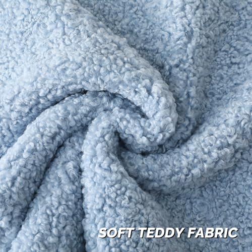 FUTEI Light Blue Throw Pillow Covers 18x18 Inch Set of 2Furry Faux Fur Teddy Boucle Textured Cushion CoversSoft Fluffy Decorative Pillow CaseHome Decor for Couch Bed Living Room Office Car - Image 3