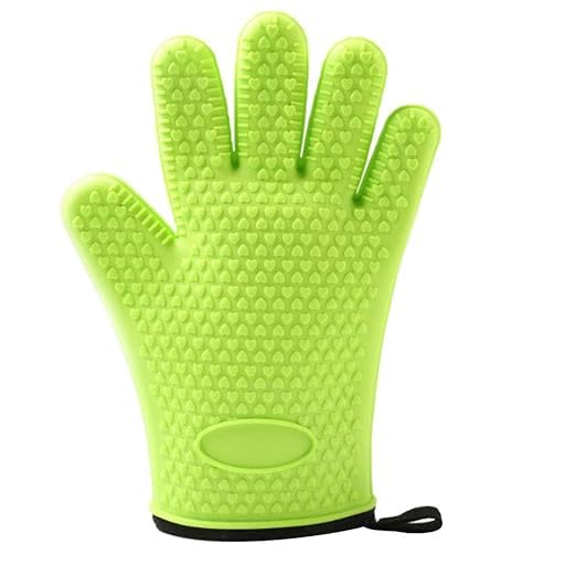 Wishome WISHOME Microwave Oven Kitchen Cooking Grilling Baking Gloves Oven Mitts Heat Resistant Fire Safety AntiScald Gloves Hot Pot Holder RA080N Green 